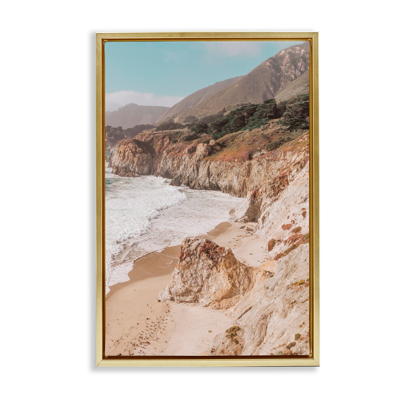 Stupell Industries Rocky Ocean Cove Framed Floater Canvas Wall Art Design by Nataly White